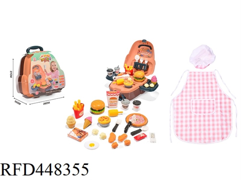 PICNIC BACKPACK - BURGER PIZZA FRIES + KITCHEN APRON 43PCS