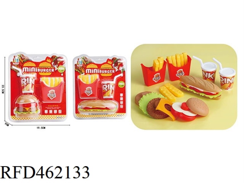 HAMBURGER, COKE AND FRENCH FRIES PLATE, HAMBURGER, COKE AND FRENCH FRIES 2 MIXED PACKAGES