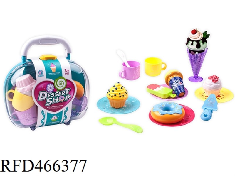 PORTABLE BOX WITH EXQUISITE CAKE, ICE CREAM AND DONUTS