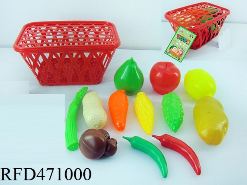 BASKET OF FRUITS AND VEGETABLES 12PCS