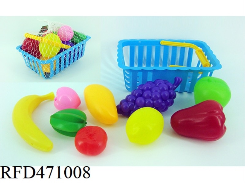 BASKET WITH FRUIT 9PCS