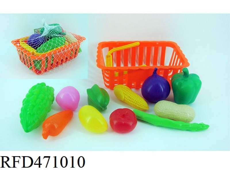 BASKET WITH VEGETABLES AND FRUITS 11PCS