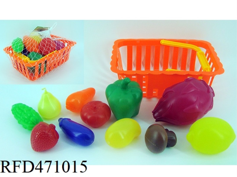 BASKET WITH VEGETABLES AND FRUITS 11PCS