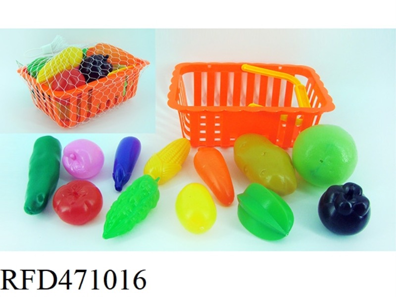 BASKET WITH VEGETABLES AND FRUITS 12PCS