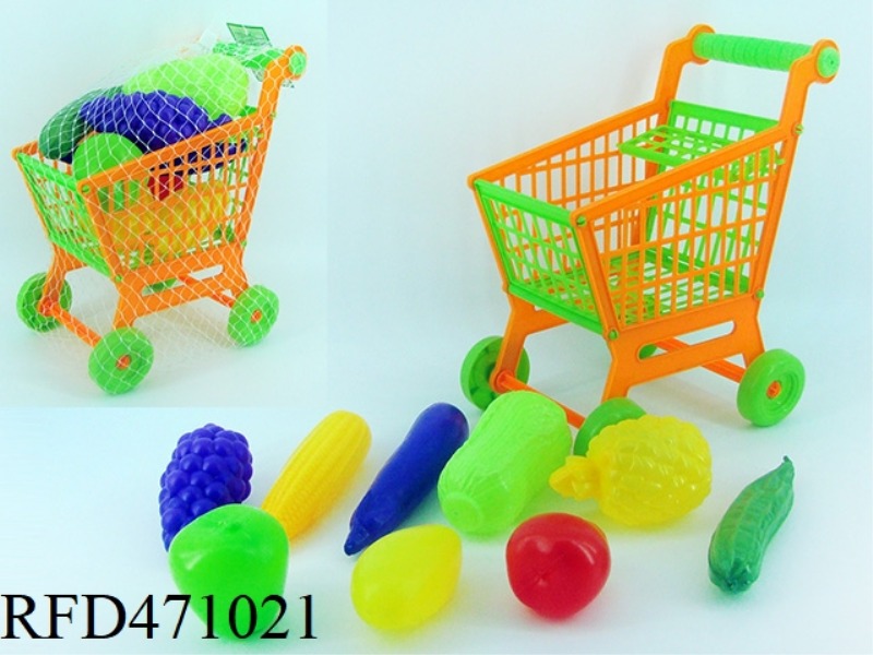 CART WITH VEGETABLES AND FRUITS 9PCS