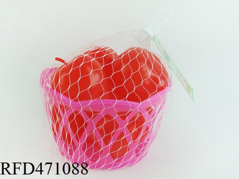 BASKET WITH RED APPLES 6PCS