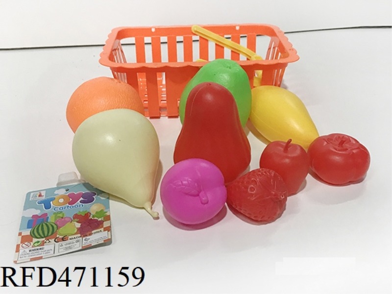 BASKET WITH FRUIT 9PCS