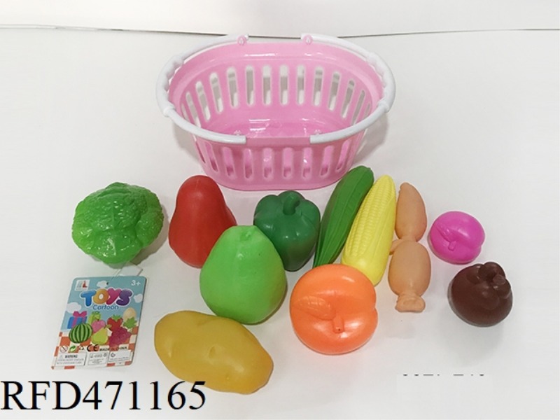 BASKET WITH FRUITS AND VEGETABLES 11PCS