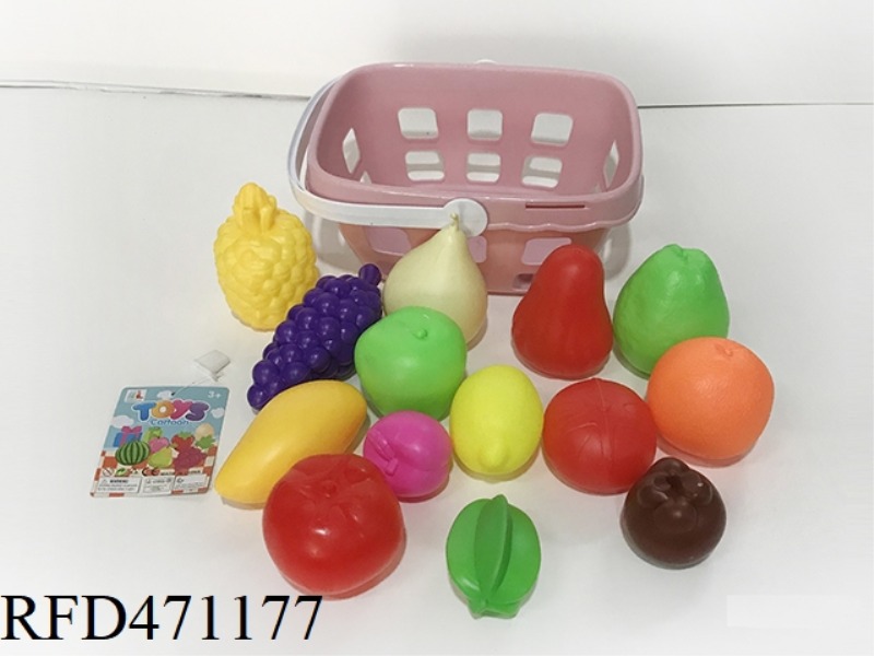 BASKET WITH FRUIT 14PCS