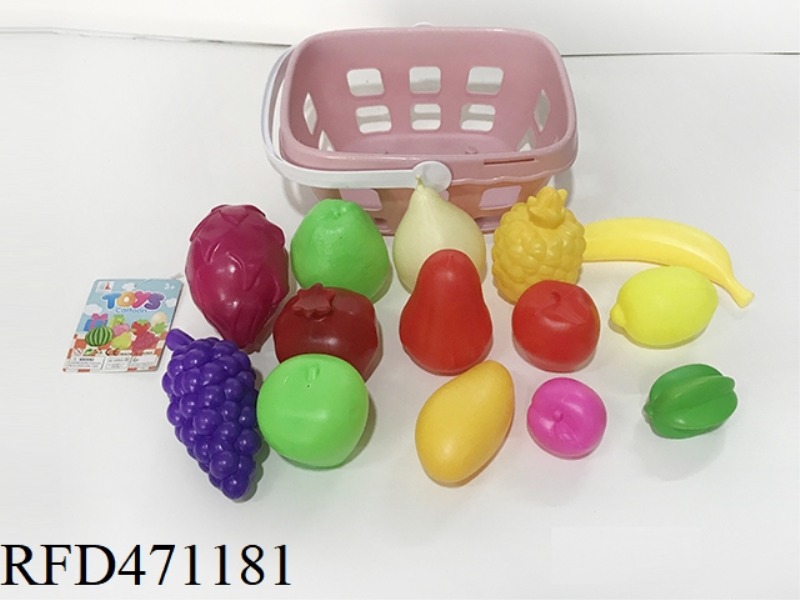 BASKET WITH FRUIT 14PCS