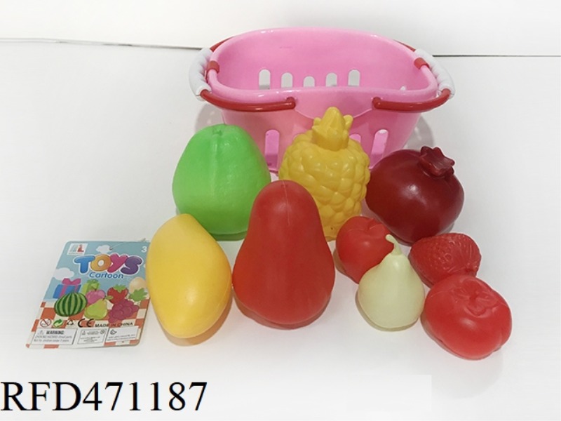 BASKET WITH FRUIT 9PCS