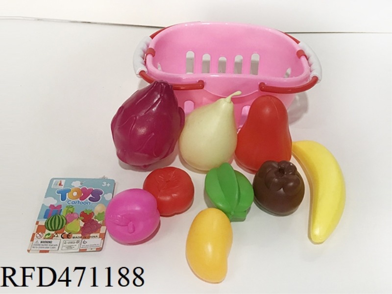 BASKET WITH FRUIT 9PCS