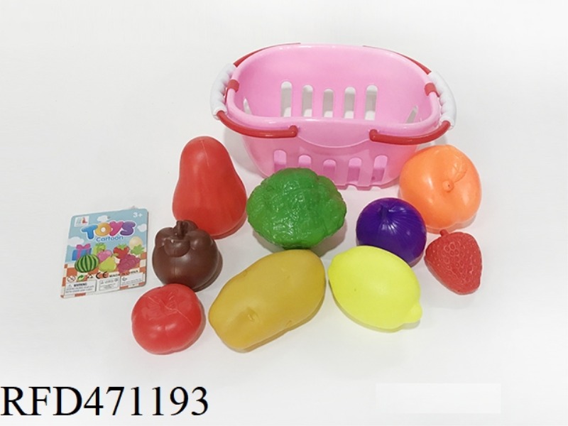 BASKET WITH FRUITS AND VEGETABLES 9PCS