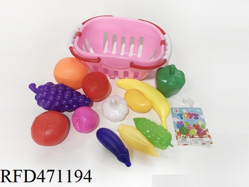 BASKET WITH FRUITS AND VEGETABLES 12PCS