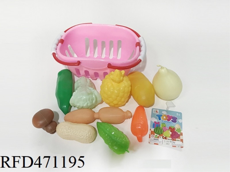 BASKET WITH FRUITS AND VEGETABLES 10PCS