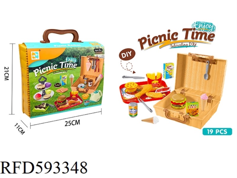 PICNIC HAND BASKET HAMBURGER AFTERNOON TEA HOUSE SET