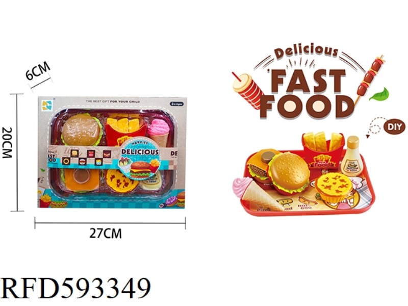 HAMBURGER DESSERT FOOD TABLEWARE KITCHEN PLAY HOUSE SET