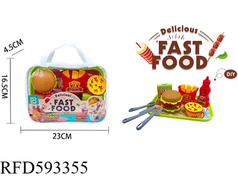 HANDBAG HAMBURGER DESSERT FOOD TABLEWARE KITCHEN PLAY HOUSE SET