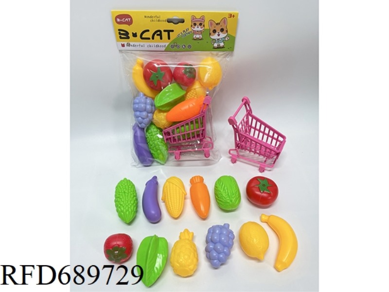 SHOPPING CART SET OF FRUITS AND VEGETABLES