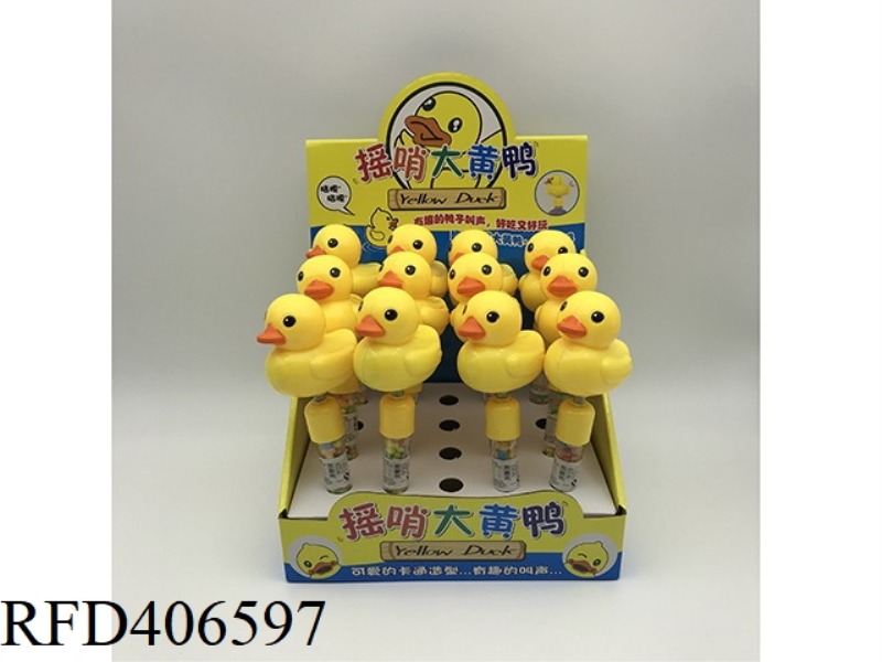 BIG YELLOW DUCK WITH SUGAR SHAKE HEAD AND WHISTLE (12PCS)