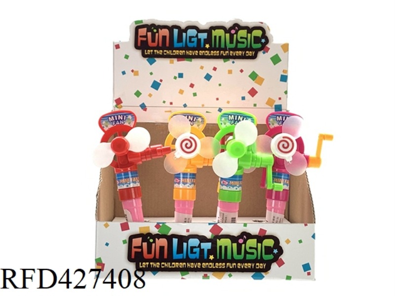 CANDY HAND FAN WITH LIGHT (12PCS)