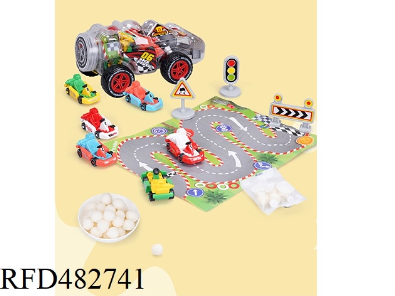 TRAFFIC JAM CANNED + COLORFUL 6 CARS + 1 PACKET OF SUGAR