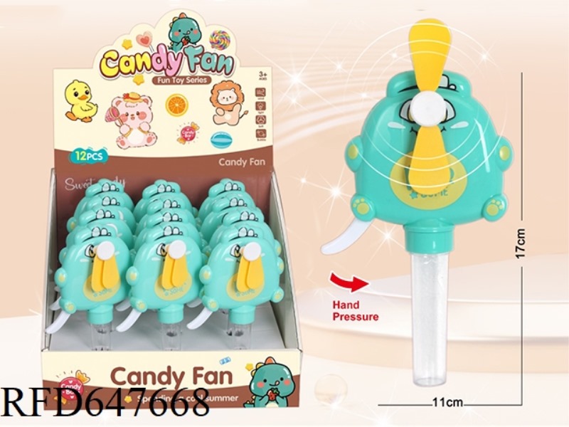 12 ZHUANG DINOSAURS HAND FAN+SMALL SUGAR TUBE