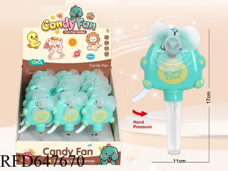 12 ZHUANG DINOSAURS HAND FAN+SMALL SUGAR TUBE