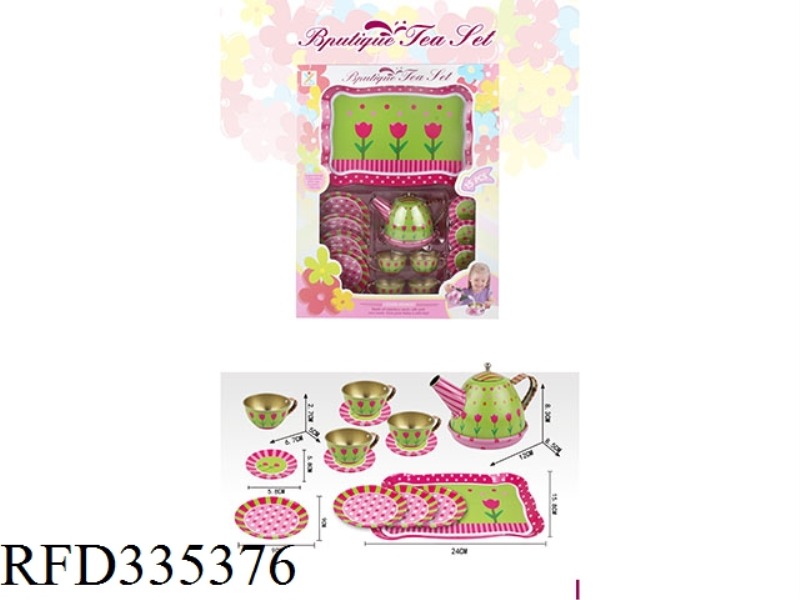 PLAY HOUSE TINPLATE ROSE TEA SET