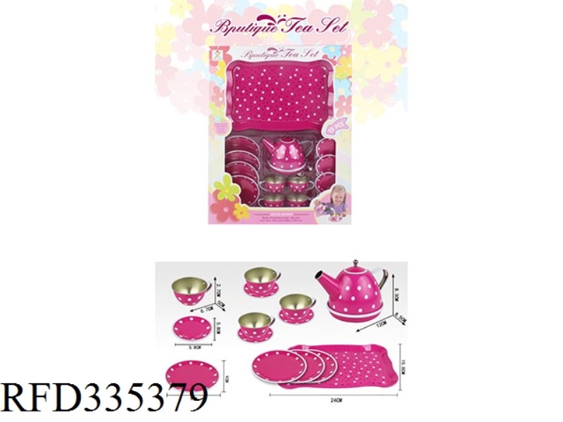 PLAY HOUSE TINPLATE PINK POINT TEA SET