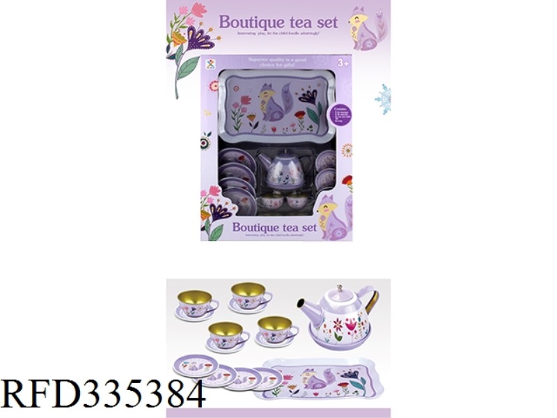 PLAY HOUSE TINPLATE POWDER PURPLE TEA SET