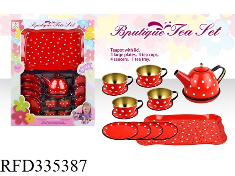 TINPLATE RED DOT TEA SET