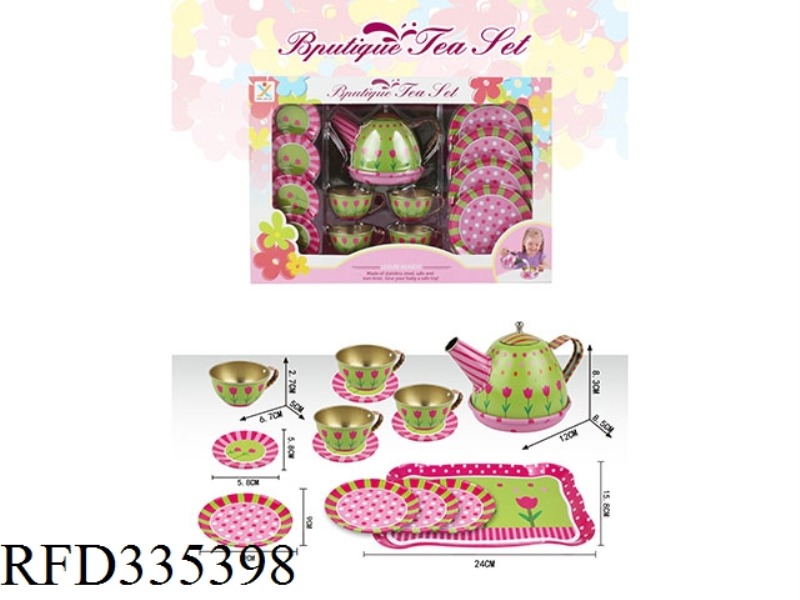 PLAY HOUSE TINPLATE ROSE TEA SET