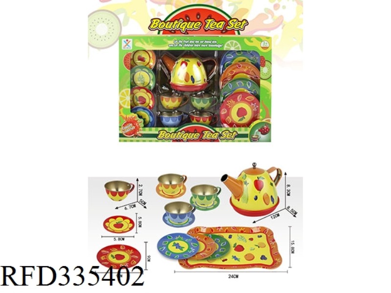 PLAY HOUSE TINPLATE OLD FRUIT FLOWER TEA SET