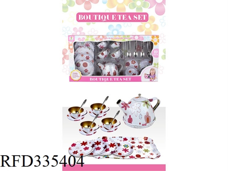 PLAY HOUSE TINPLATE WHITE FLOWER
TEA SET WITH SPOON