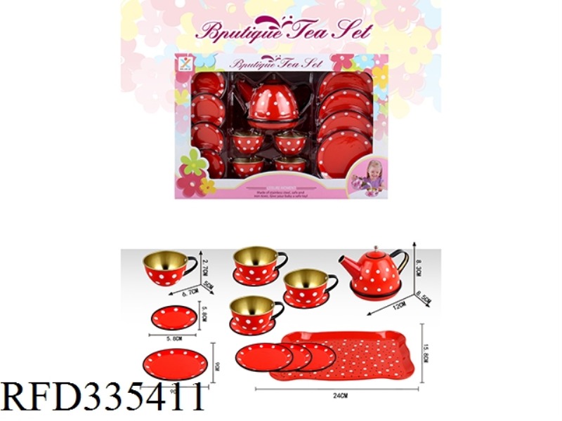 TINPLATE RED DOT TEA SET