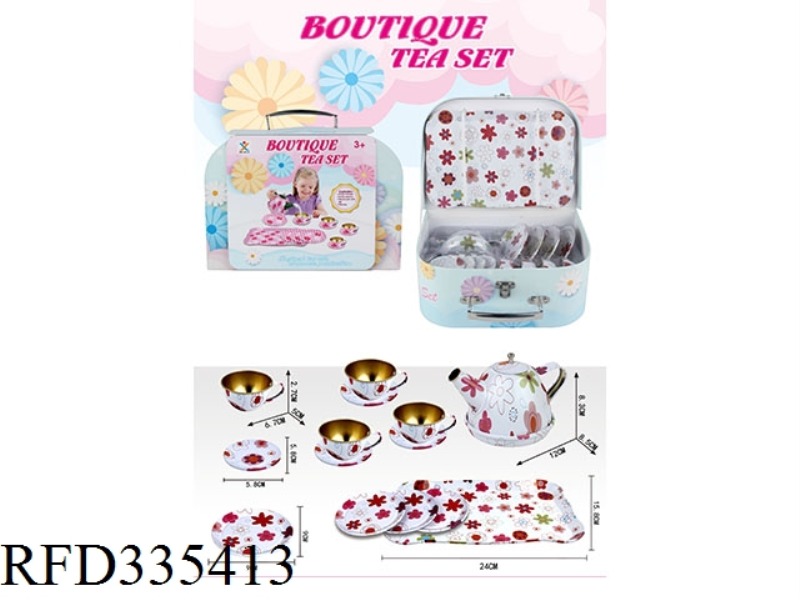 PLAY HOUSE WHITE BACKGROUND FLOWER TEA SET GIFT BOX