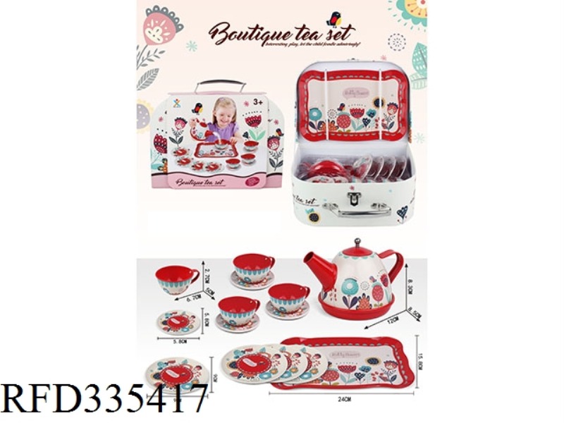 PLAY HOUSE RED CLASSIC FLOWER TEA SET GIFT BOX