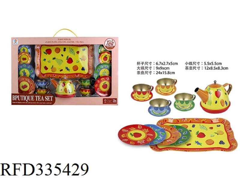 PLAY HOUSE TINPLATE OLD FRUIT FLOWER TEA SET