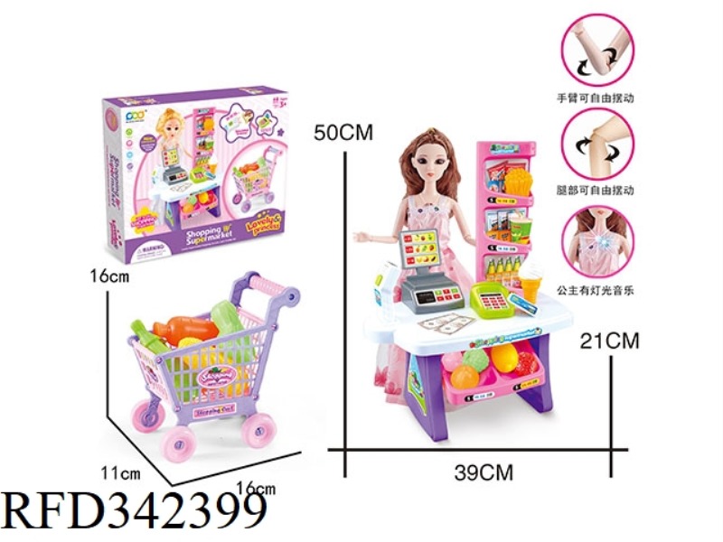 CASHIER WITH LIGHT MUSIC + LIGHT MUSIC LIVE JOINT BARBIE + SHOPPING CART