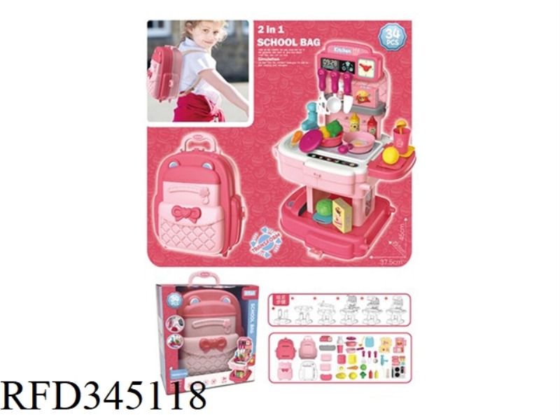 2 IN 1 TABLEWARE SCHOOLBAG RED