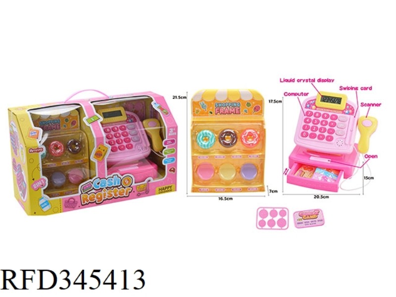 CASH REGISTER WITH DONUT SHOPPING RACK