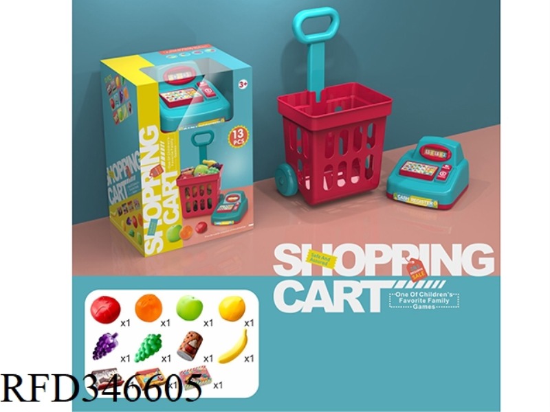 SUPERMARKET SHOPPING CART WITH CASH REGISTER