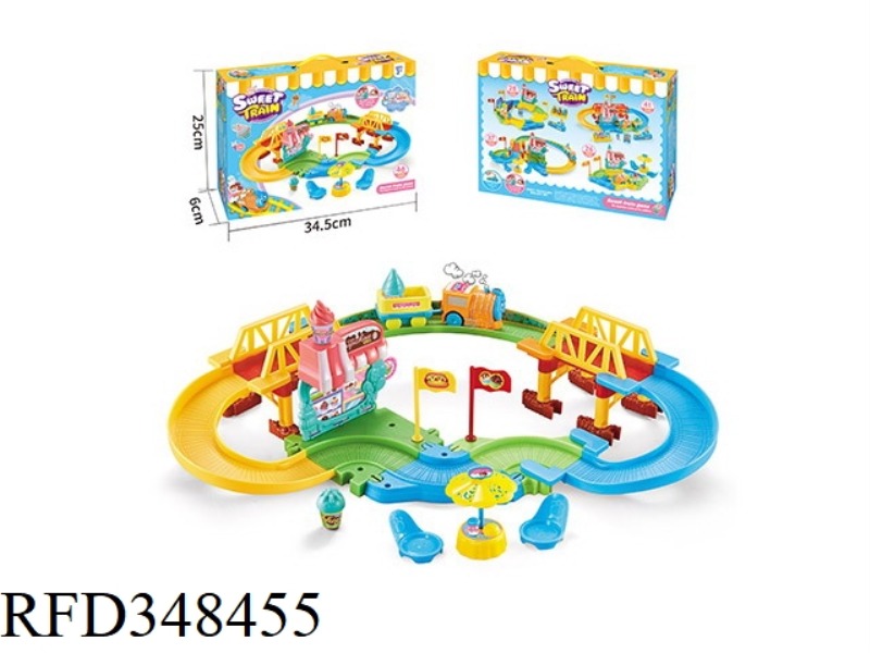 ELECTRIC TRAIN PLAY HOUSE DESSERT HOUSE TRACK BUILDING BLOCKS 46PCS