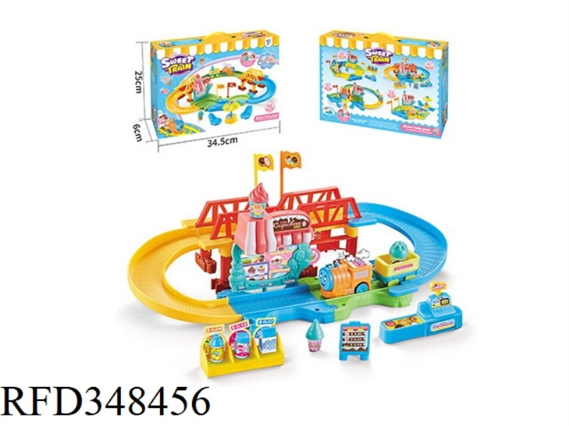 ELECTRIC TRAIN PLAY HOUSE DESSERT HOUSE TRACK BUILDING BLOCKS 41PCS