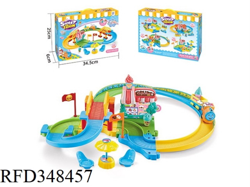 ELECTRIC TRAIN PLAY HOUSE DESSERT HOUSE TRACK BUILDING BLOCKS 37PCS