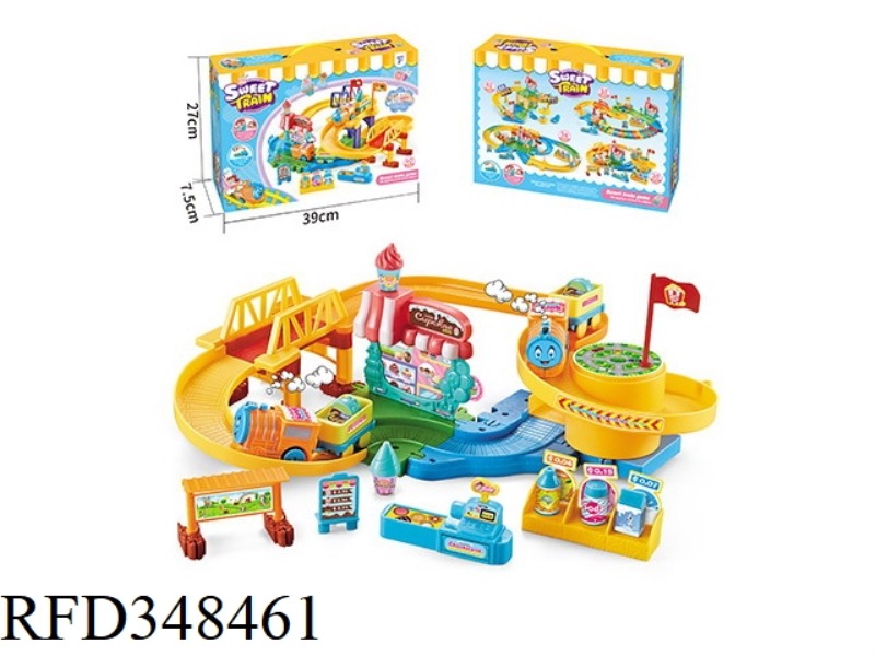 ELECTRIC TRAIN PLAY HOUSE DESSERT HOUSE TRACK BUILDING BLOCKS 38PCS