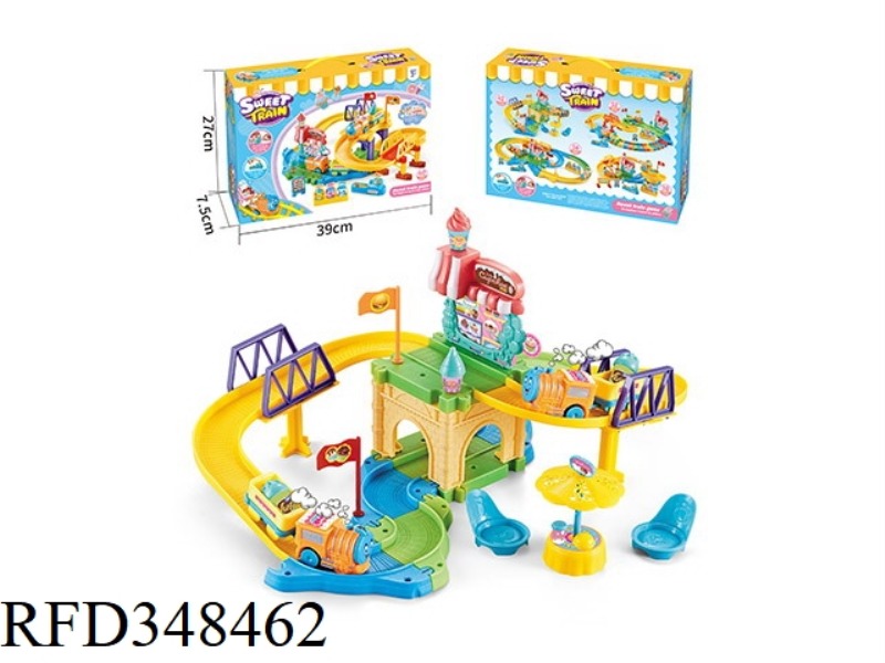 ELECTRIC TRAIN PLAY HOUSE DESSERT HOUSE TRACK BUILDING BLOCKS 42PCS