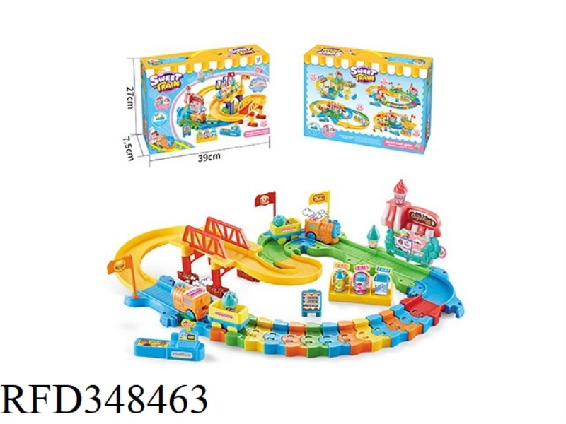 ELECTRIC TRAIN PLAY HOUSE DESSERT HOUSE TRACK BUILDING BLOCKS 52PCS
