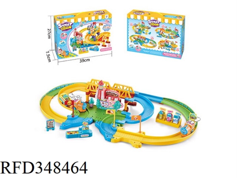 ELECTRIC TRAIN PLAY HOUSE DESSERT HOUSE TRACK BUILDING BLOCKS 56PCS